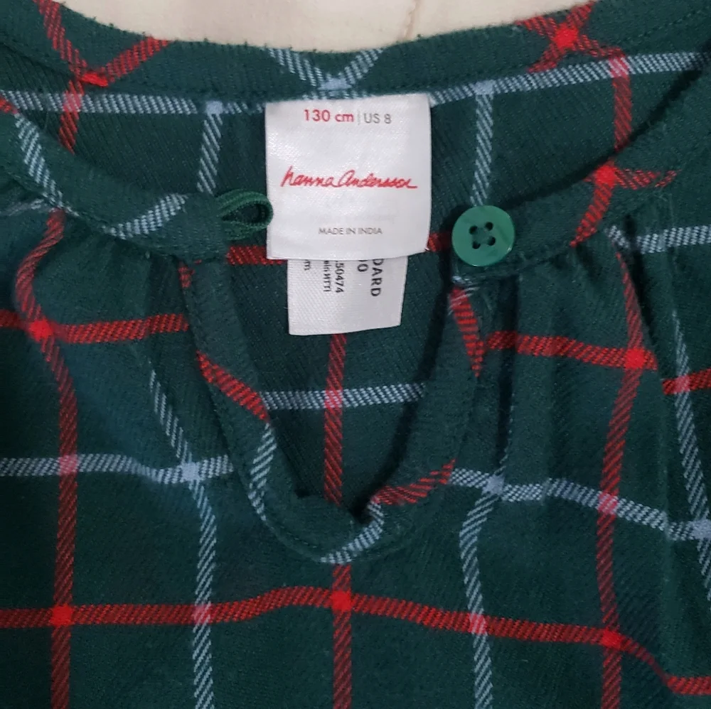 Hanna Andersson Green Plaid Nightgown Christmas Holiday Cabin Size 8 130cm